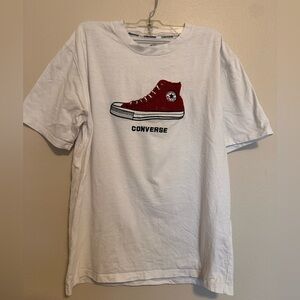 Converse White Tee with Red Sneaker Design